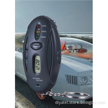 Drive Safety Key Ring LED Alcohol Tester with Flashlight and Timer